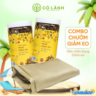 Combo Chườm Giảm Eo Cỏ Lành - Gồm 2 Hộp Muối Chườm Thảo Dược + 1 Đai Quấn Muối