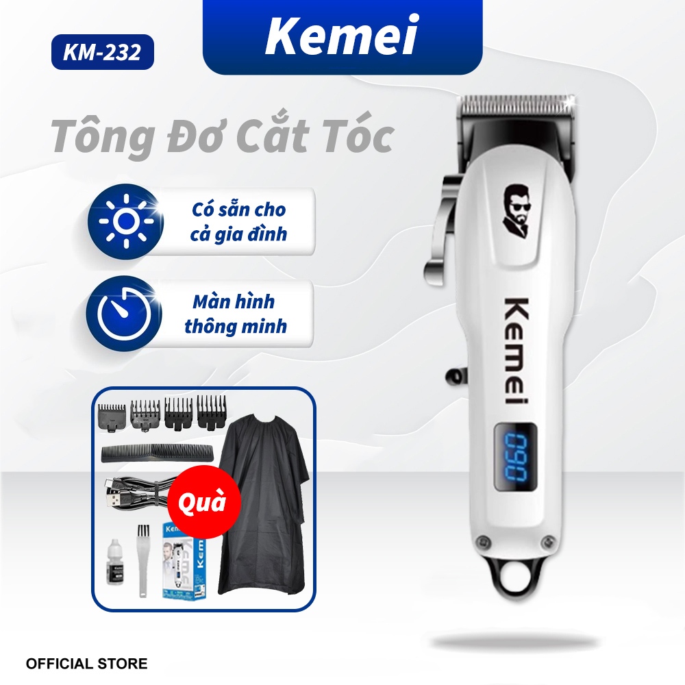 Kemei-232 Tông Đơ Cắt Tóc Gia Đình Và Salon Chính Hãng Không Dây,Tông Đơ Hớt Tóc Cho Bé Và Nam