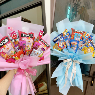  Bó Hoa Bánh Kẹo AVY Mix Theo Tone Màu Xinh Ngon Enzi Tặng Quà Sinh Nhật Trung Thu Các Bé Gói Giấy Hàn Giá Sỉ 