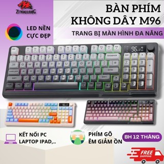 Bàn Phím Không Dây Ziyoulang M96 - LED 7 Màu, Thời Lượng Pin 15 Ngày, Màn Hình Hiển Thị