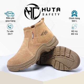 Giày bảo hộ không dây HUTA chống đinh, chống dập ngón, chống trơn trượt, da bò, hàng chính hãng MS68
