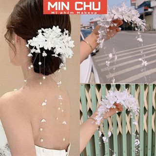  Hoa Cài Tóc Tua Rua Hoa Trắng Cho Dâu 