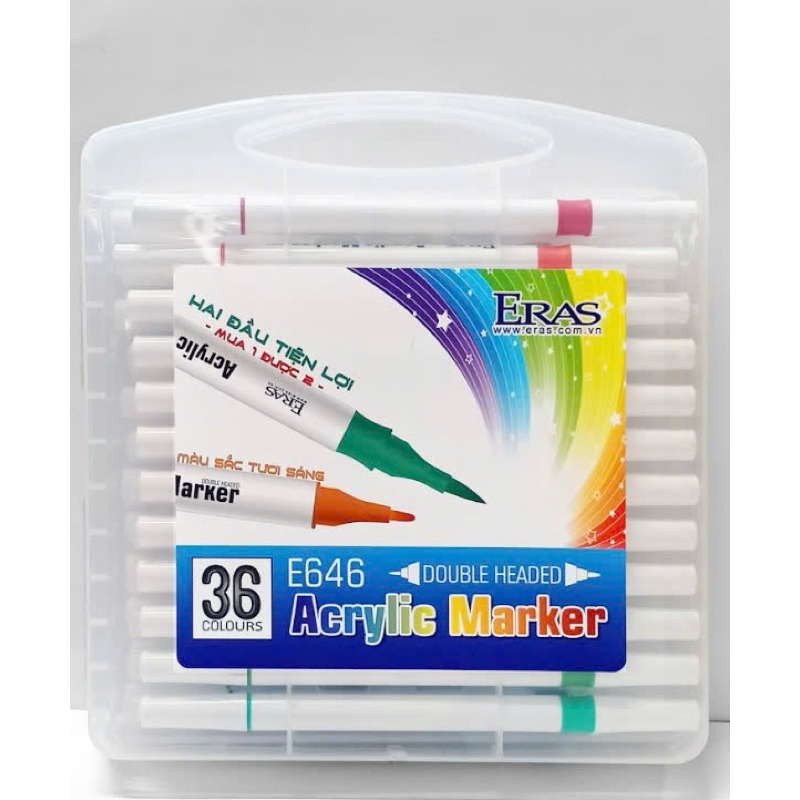 Hộp Bút Dạ Màu 2 Đầu Acrylic 36 Màu Eras E646