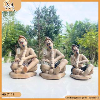  Tượng tiểu cảnh ông hút thuốc lào gốm Bát Tràng nhiều mẫu tượng ông lão điếu cày trang trí bonsai 