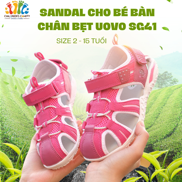 Sandal Bít Mũi Bé Gái SG41 Giày Lót Đế Chỉnh Hình Bàn Chân Bẹt, Sandal Lót Đế Chỉnh Hình Hỗ Trợ Vòm 