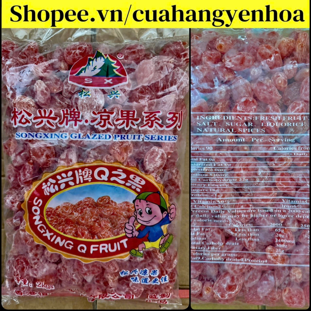  Túi 2kg Xí Muội Đào Hồng ̣  Núi   Trái lớn Đặc Biệt 