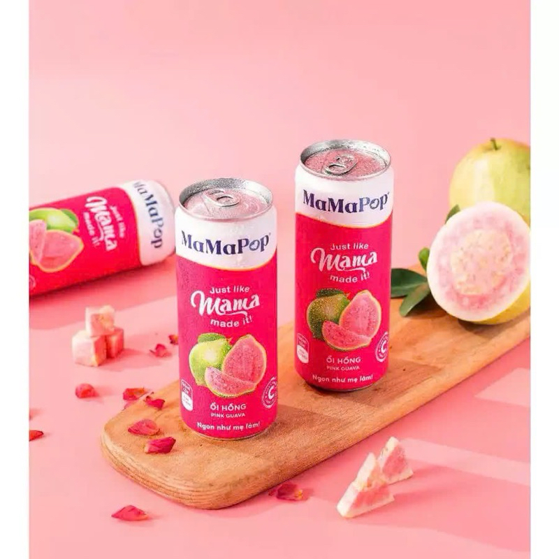Combo 2 lốc 8 lon nước trái cây sparkling MaMaPop vị Ổi Hồng (330ml/lon)