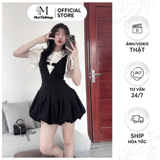 Váy Đầm Dáng Ngắn Tuyết Mưa Phối Cổ Sen Chân Váy Dáng Bí Ngô Thời Trang Nữ N243| MORI CLOTHINGS