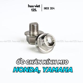 Ốc chân kính M10 Inox 304 CNC mẫu đẹp, bịt chân gương, răng 10li cho xe HONDA, YAMAHA.