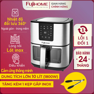 Nồi chiên không dầu cảm ứng 10L Nhập Khẩu FUJIHOME A10DG, Nồi chiên không khí chống dính có kính