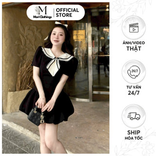Váy Cổ Thủy Thủ Nơ kẹp ren Tay Ngắn Dáng Bí Siêu Xinh Thiết Kế Thời Trang Nữ N222| MORI CLOTHINGS