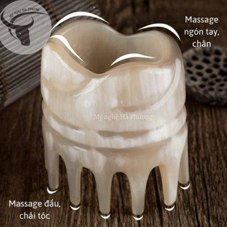 Lược Sừng Vò Đầu Thư Giãn, Mát Xa và Gội Đầu Dưỡng Sinh To Dày | Mỹ nghệ Hà Phương