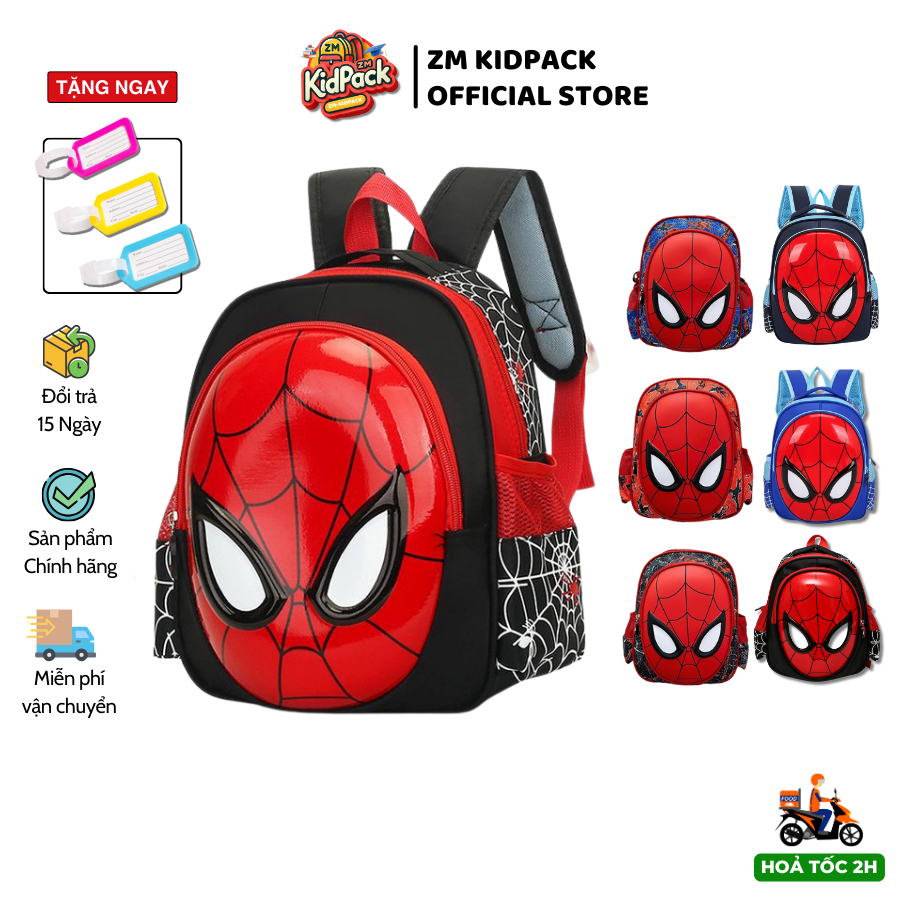 Balo cho bé mầm non ZMBABY MLN- 66,balo người nhện cho bé  2 đến 5 tuổi, bề mặt chống nước