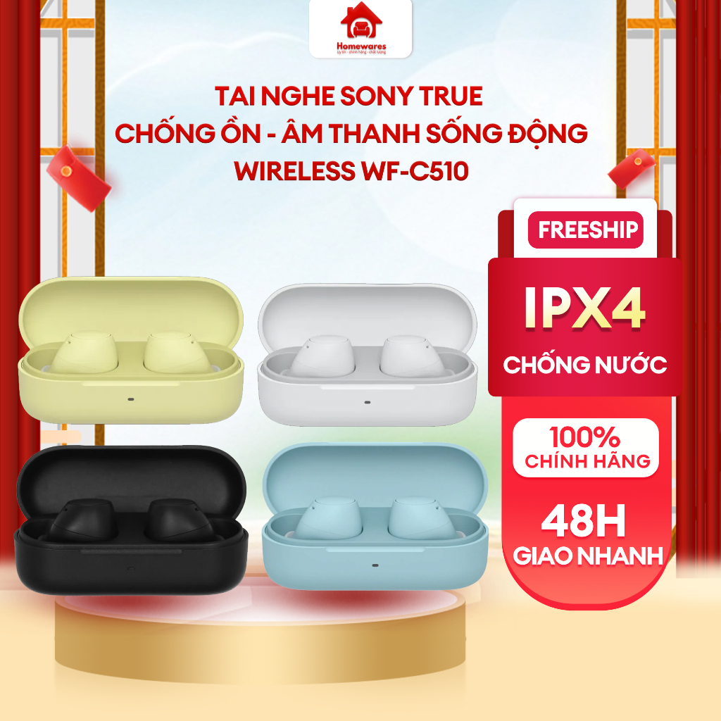 WF-C510 - Tai nghe Sony True Wireless WF-C510 - Màu Đen, Trắng, Xanh, Vàng - Chính Hãng, Nguyên Seal