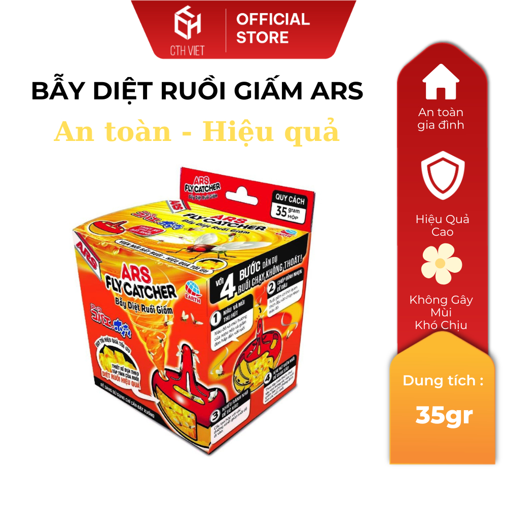 [1 HỘP] Bẫy ruồi giấm,dĩn,ruồi hoa quả ARS fly catcher Nhật Bản-không mùi, mồi sinh học an toàn