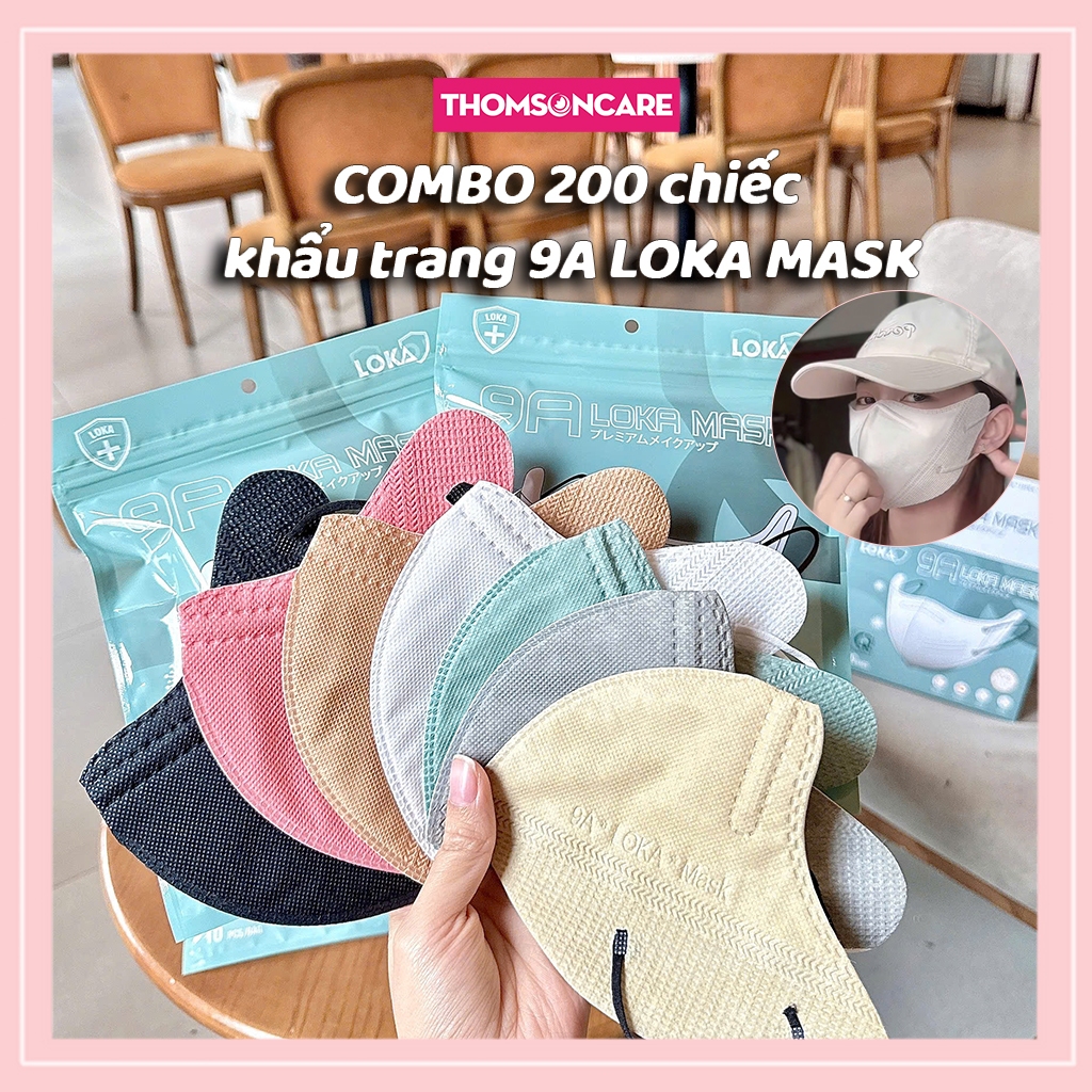 Combo 200 chiếc Khẩu Trang 9A LOKA MASK Mẫu mới, ôm trọn khuôn mặt, chống nắng, tia UV, kt y tế