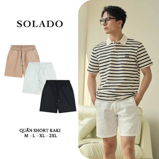 Quần Short Nam Kaki SOLADO Cạp Chun Form Suông Trên Gối Vải Mềm Mại QS03