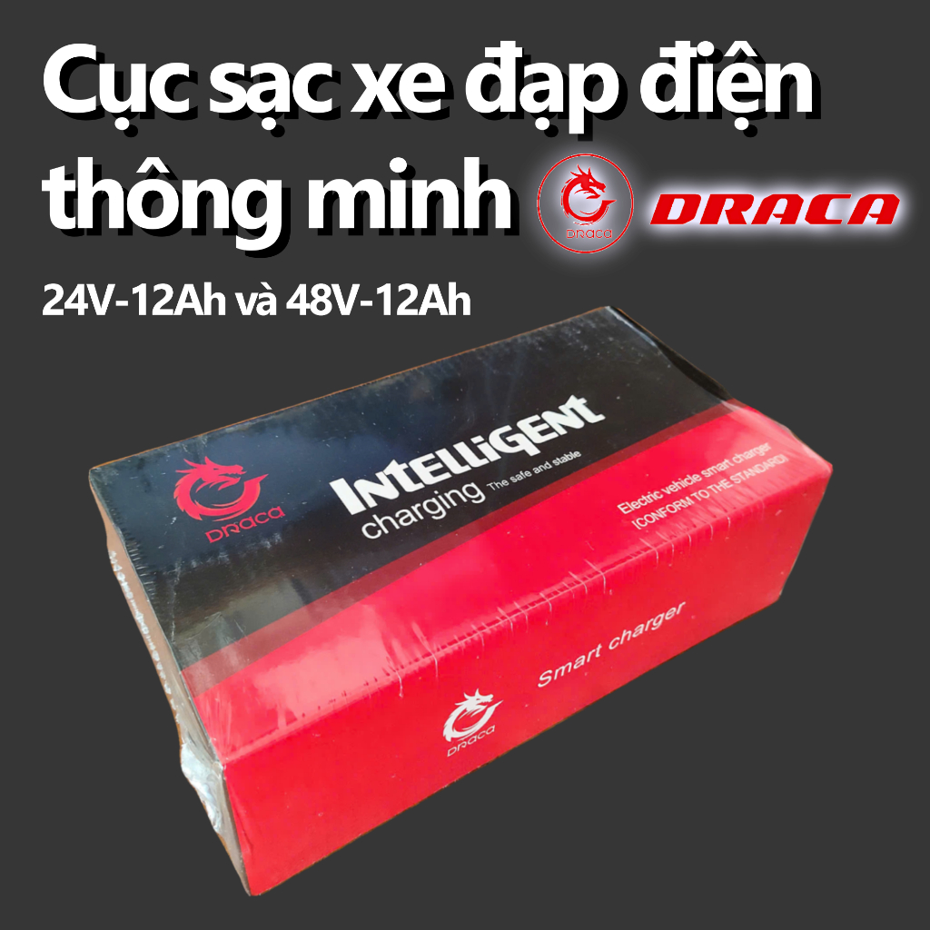 Cục sạc xe đạp điện loại 24V-12Ah và 48V-12Ah Draca chính hãng