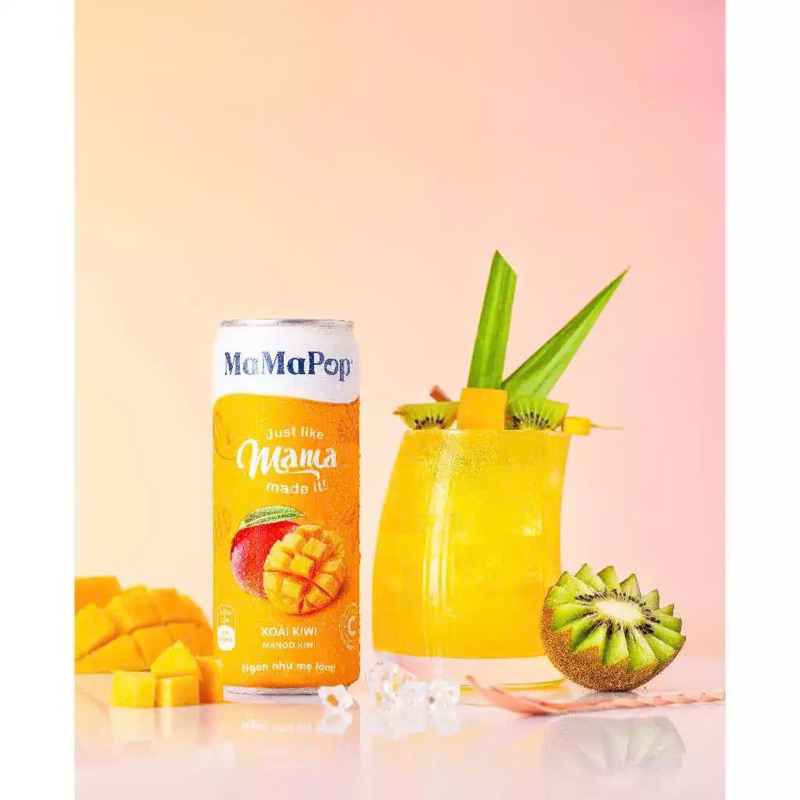 Combo 8 lon nước trái cây sparkling MAMAPOP vị Xoài Kiwi (330ml/lon)