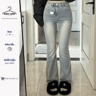 Quần Jean Nữ Ống Loe, Quần Bò Nữ Ống Loe Phong Cách Hàn Quốc Mẫu Mới 2025 KT03