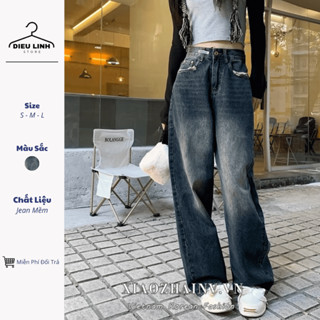 Quần Jeans Nữ Ống Rộng, Quần Bò Nữ Ống Rộng Lưng Cao Phong Cách Ulzzang KT10