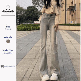 Quần Jeans Nữ Ống Loe Cạp Cao , Quần Bò Nữ Ống Loe Lưng Cao Chất Siêu Đẹp KT15