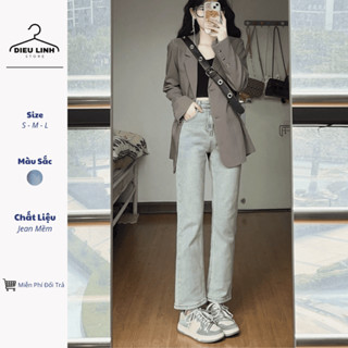 Quần Jean Nữ Ống Đứng , Quần Bò Nữ Ống Đứng Phong Cách Hàn Quốc siêu hack dáng KT31