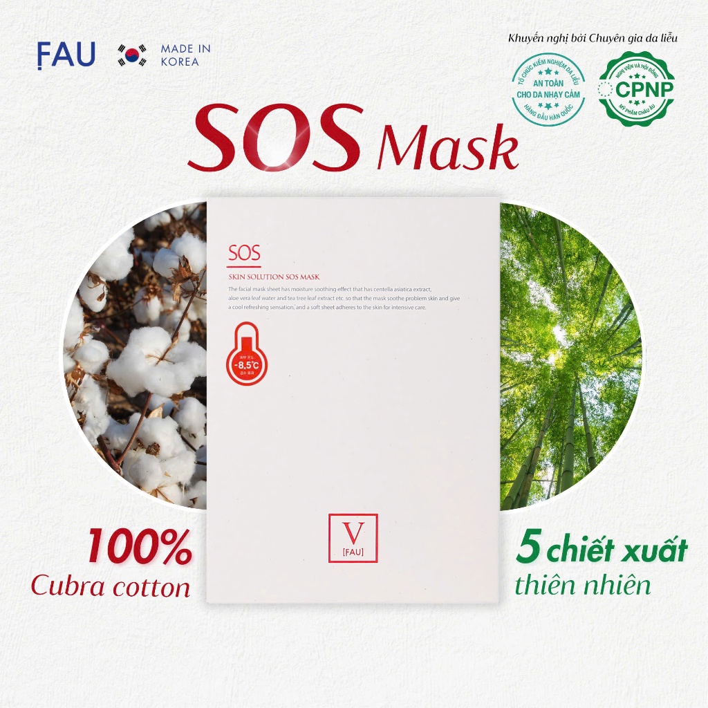 [FAU SOS Mask] – Mặt nạ làm lạnh, làm dịu, giảm đỏ (10 miếng/hộp)