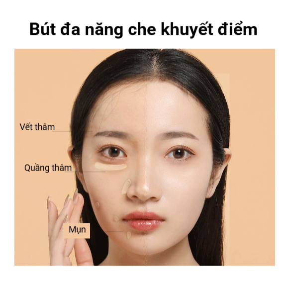 Bút che khuyết điểm TRICOLOR -  Thanh che khuyết điểm, tạo khối, highlight che phủ tốt, chống nước, lâu trôi  - XAVIA