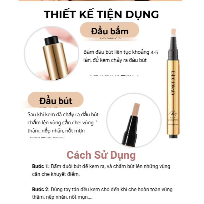 Bút che khuyết điểm TRICOLOR -  Thanh che khuyết điểm, tạo khối, highlight che phủ tốt, chống nước, lâu trôi  - XAVIA