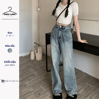 Quần Jean Nữ Ống Suông Lưng Cao, Quần Bò Nữ Ống Rộng Cạp Cao Che Khuyết Điểm Cực Xinh KT38