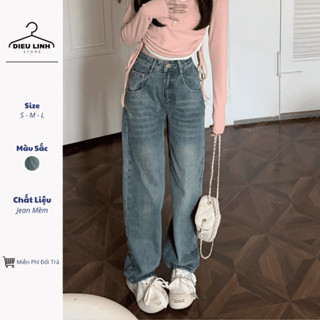 Quần Jean Nữ Ống Rộng Cạp Cao, Quần Bò Nữ Ống Xuông Lưng Cao Che Khuyết Điểm Cực Xinhhh KT40
