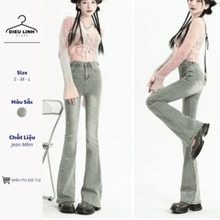 Quần Jean Nữ Ống Loe Lưng Cao , Quần Bò Nữ Ống Loe Cạp Cao Hack Dáng Cực Xinhhhhh KT43