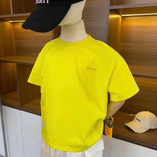  MOJI KIDS ÁO THUN MỎNG MÁT MÀU VÀNG CHANH HỌA TIẾT TỐI GIẢN PHONG CÁCH DỄ THƯƠNG MẶC HÈ CHO BÉ TRAI VÀ BÉ GÁI 