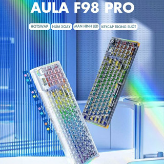 BÀN PHÍM CƠ GAMING CÓ DÂY (USB) , KHÔNG DÂY (2.4Ghz) VÀ BLUETOOTH AULA F98 PRO - CÓ MÀN HÌNH PHỤ LCD ĐIỀU CHỈNH