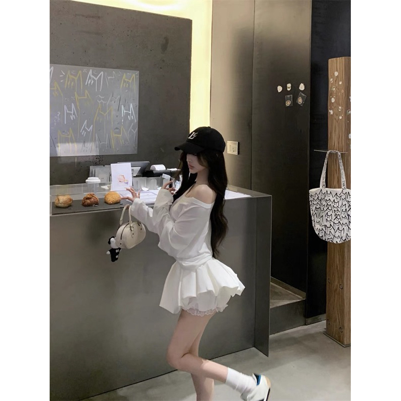Set Áo thun croptop tay dài trễ vai mix quần bí TABISHOP Set đồ nữ sang chảnh mặc hè đi chơi đi biển(85) | BigBuy360 - bigbuy360.vn