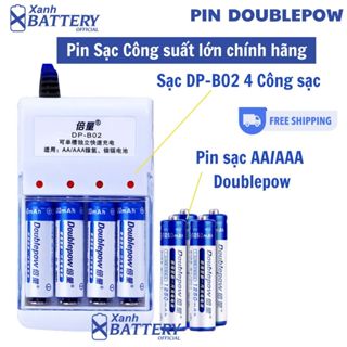 Combo 4 pin sạc AA/AAA kèm sạc DP-B02 4 cổng hãng Doublepow Pin mic không dây camera pin điều khiển pin đồ chơi