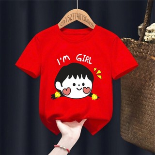áo thun bé trai, bé gái chibi BOY GRIL màu đỏ chất cotton mềm mịn có đủ size