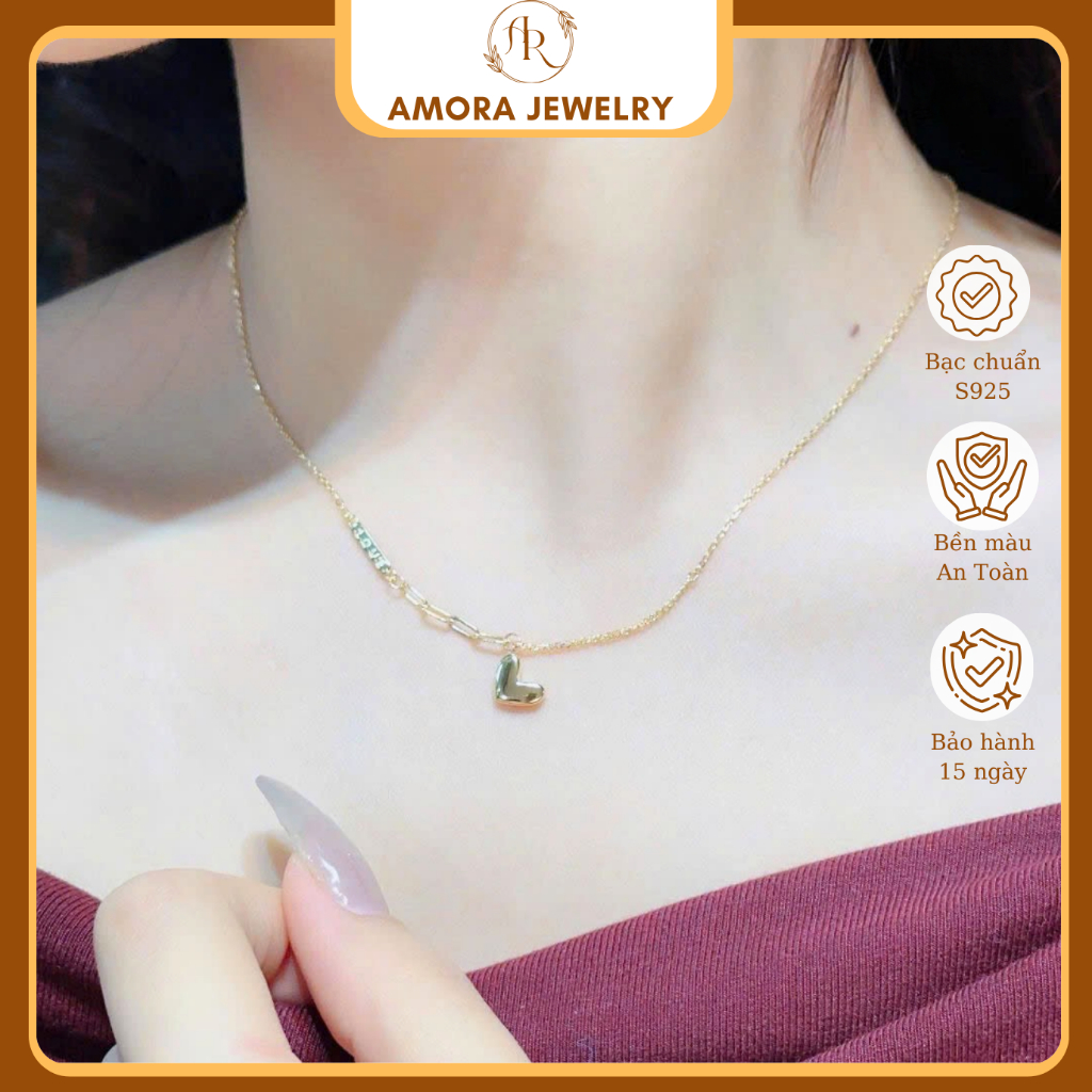 Dây chuyền bạc xi vàng ý cực xinh và sáng da - Amora Jewelry