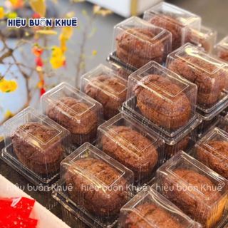 100 Hộp Nhựa Đựng Bánh Bông Lan, Bánh Ngọt Hình Chữ Nhật Đáy Đen Nắp Cao [A01]