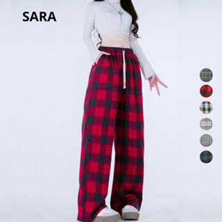  Quần Nữ Suông SARA Kẻ Caro Ống Rộng Phong Cách Retro Mã TD049 
