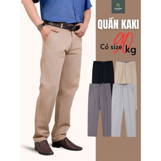 Quần kaki nam trung niên vải cotton dày loại quần dài kaki trung niên form rộng ống suông QUAN04