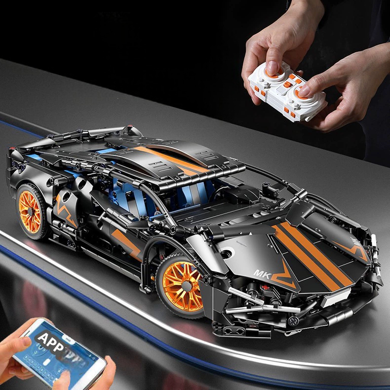 Mô hình sưu tầm lắp ráp siêu xe Ô tô Lambo Mk3001 Đen Cam tỉ lệ 1:14 với 1388 PCS Đồ Chơi Tại Frank