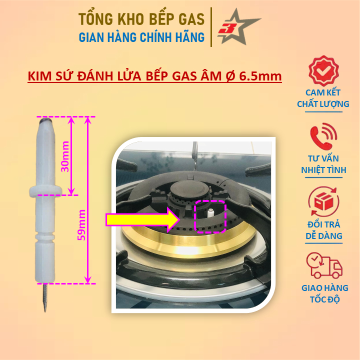 Kim Sứ Đánh Lửa Bếp Gas Âm Chính Hãng (Đầu Sứ Đánh Lửa Bếp Gas Âm Chính Hãng)