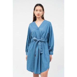 Váy Denim Nữ AMM, Đầm Jean Nữ rút dây eo, Chất Mỏng Siêu Mát, Mềm Mại, Thoáng Mát W-DS21W-005
