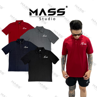 Áo polo nam chữ thêu đơn giản Mass Studio Menswear Thun cổ polo có túi trước ngực Có Cổ Nhung  polo áo