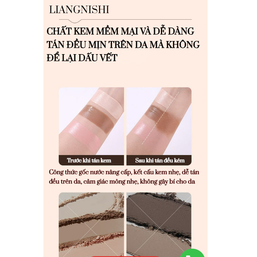 Kem tạo khối LIANGNISHI highlight che khuyết điểm  -  Kem nền dạng lỏng LIANGNISHI tạo khối làm sáng vùng lõm