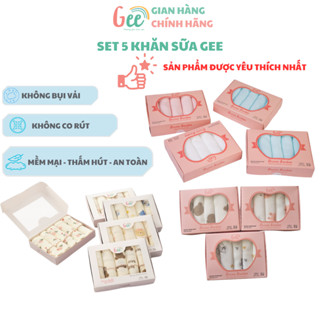 Set 5 khăn sữa Gee sợi tre cho bé sơ sinh, khăn sữa xô muslin an toàn, kháng khuẩn, không bụi vải, thấm hút, 2-3 lớp