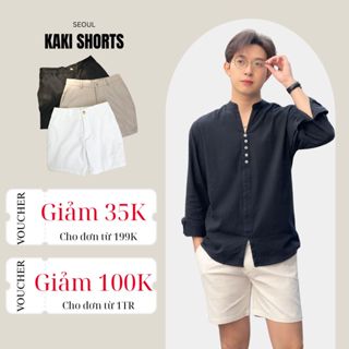 Quần short nam ngắn vải kaki cao cấp, lưng đai thun, co giãn 2 chiều, chuẩn form hàn quốc - SEOUL