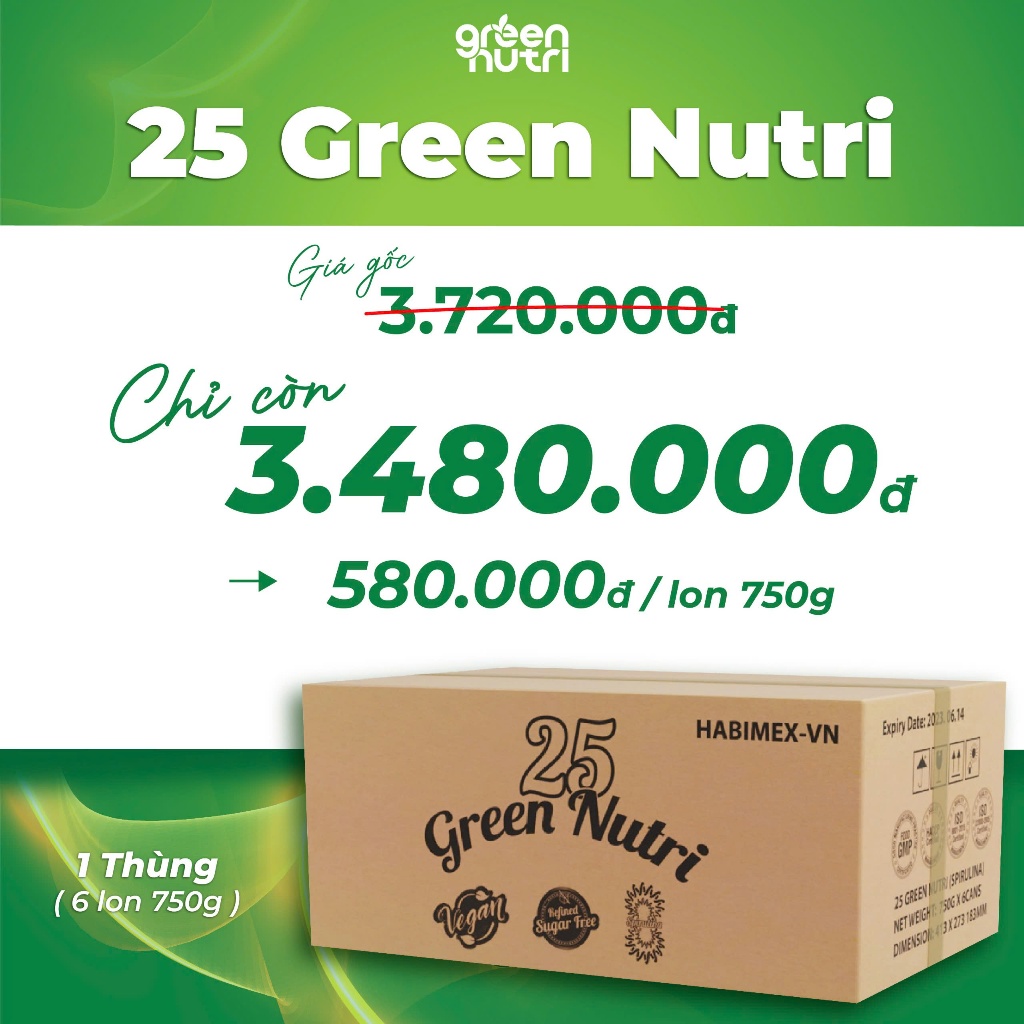 [GIÁ TỐT NHẤT] Combo 6 Lon Sữa Hạt Ngũ Cốc 25 Green Nutri Thành Phần 25 Loại Hạt Đậu [Lon 750gr]